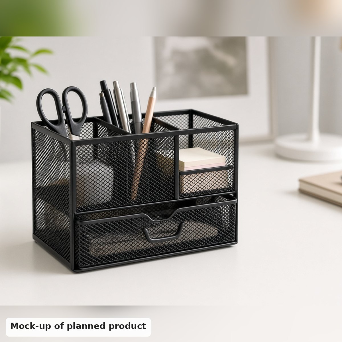 Mesh Desk Organiser with Drawer